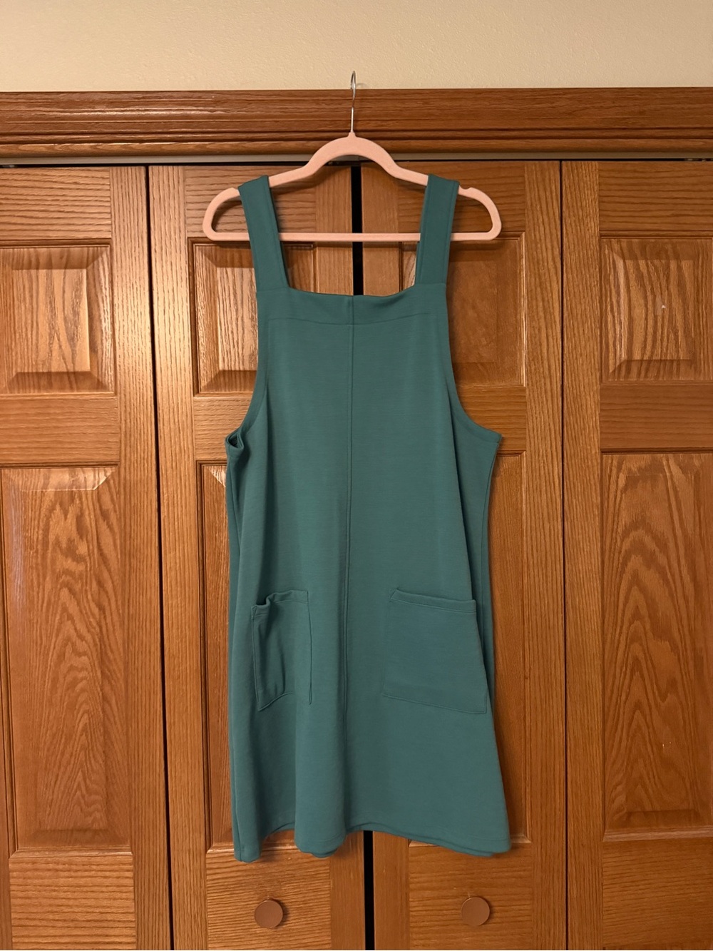 wool& Goldie pinafore dress in large, silver jade